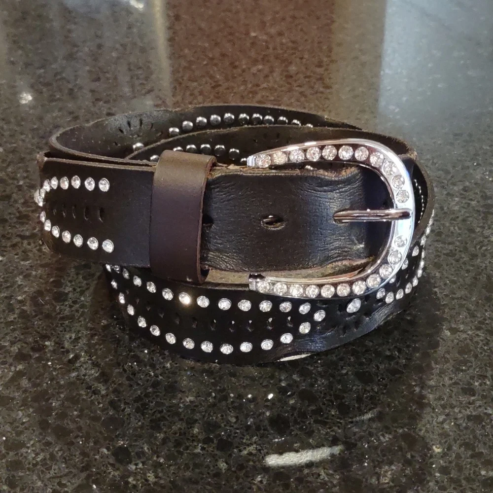 BKE | Genuine Leather Rhinestone Embellished Brown 🤎 Belt